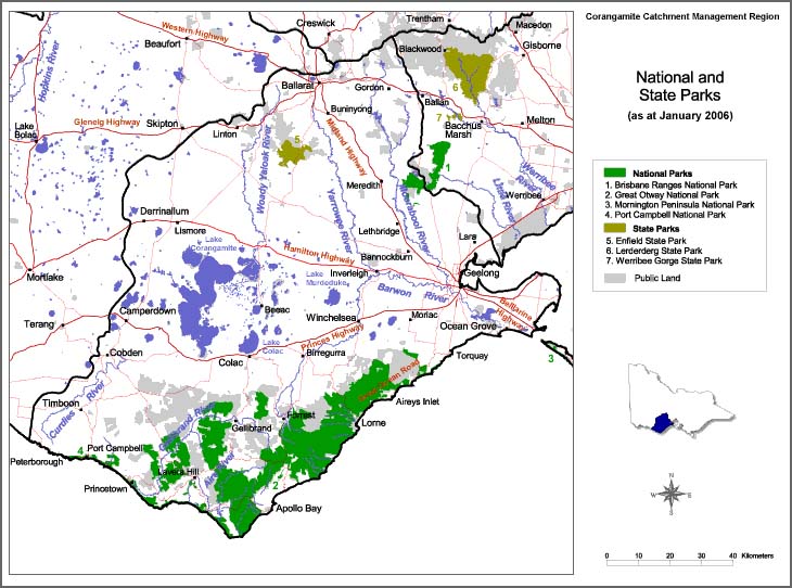 Map:  National and State parks in the Corangamite Region