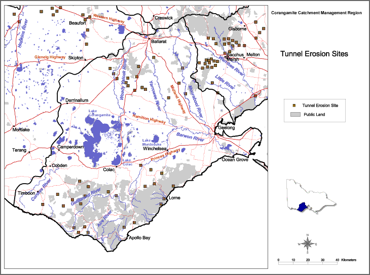 Map:  Tunnel Erosion