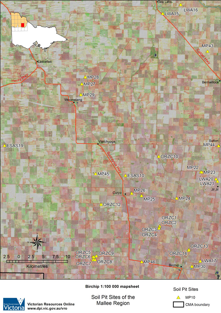 Birchip soil pit map