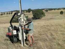 Core samples taken along transects of the sub-catchment