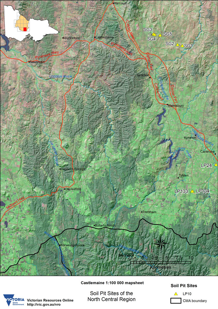 Castlemaine soil pit map
