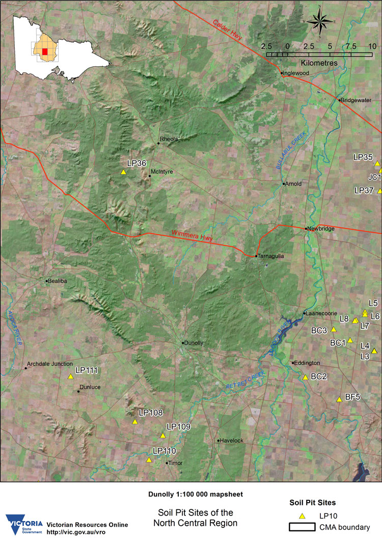 Dunolly soil pit map