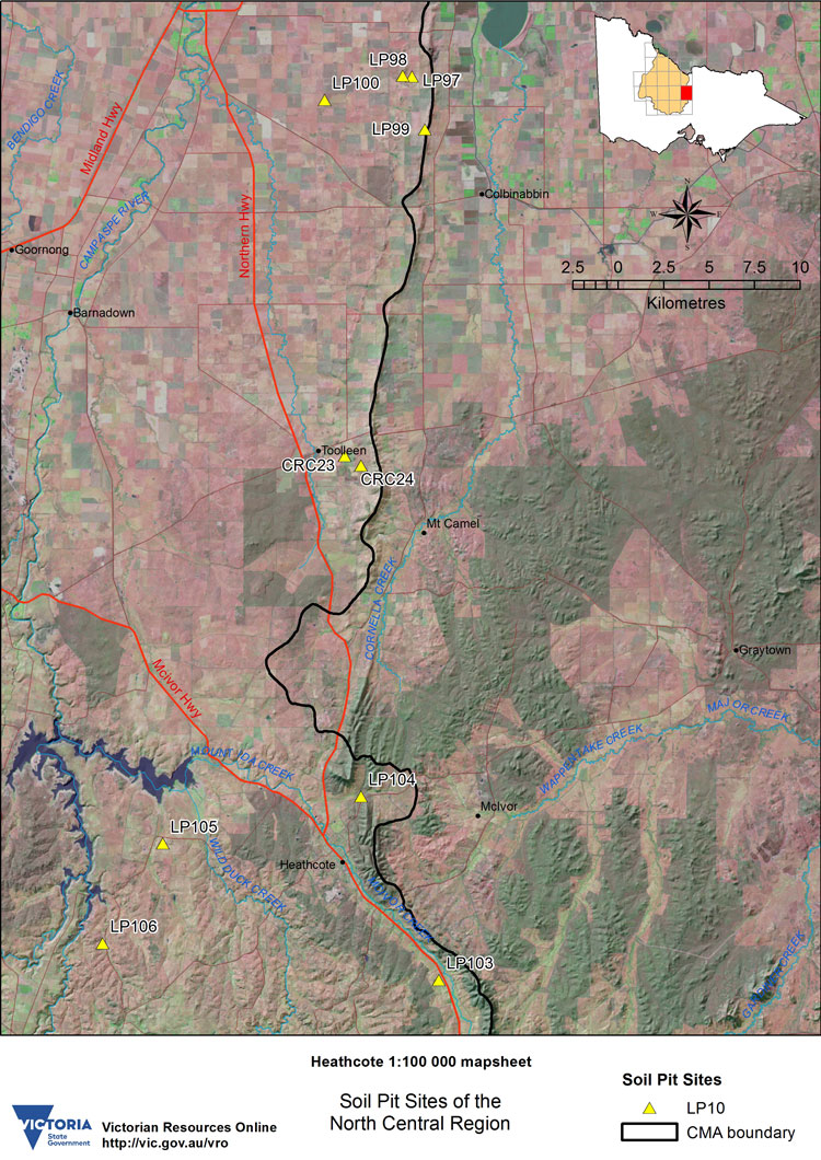 Heathcote soil pit map