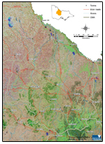 Oblique aerial overview of North Central catchment management region showing major landform features and land use