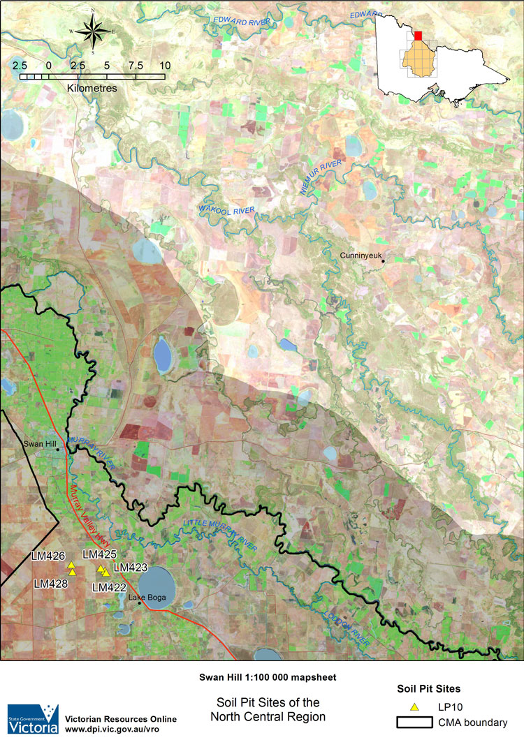 Swan Hill soil pit map