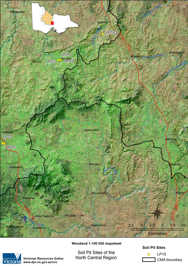 Woodend soil pit map