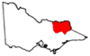 Logo showing the North East area in relation to Victoria