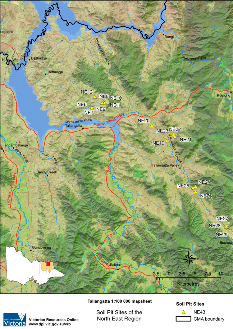Map: Tallangatta mapsheet of soil pits