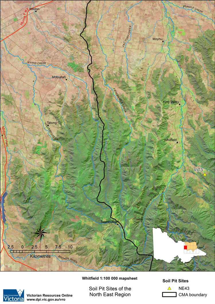 Map: Whitfield mapsheet of soil pits