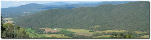 Photo: View over Kiewa River valley towards Mount Buffalo