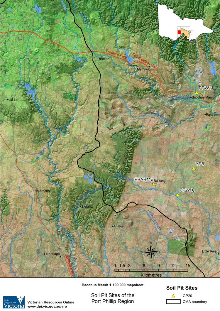 Image: Bacchus Marsh mapsheet with soil pits