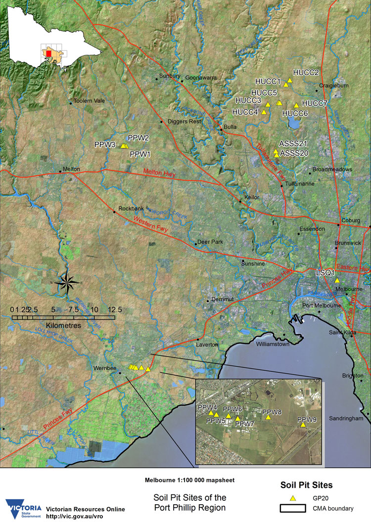 Image: Melbourne mapsheet with soil pits