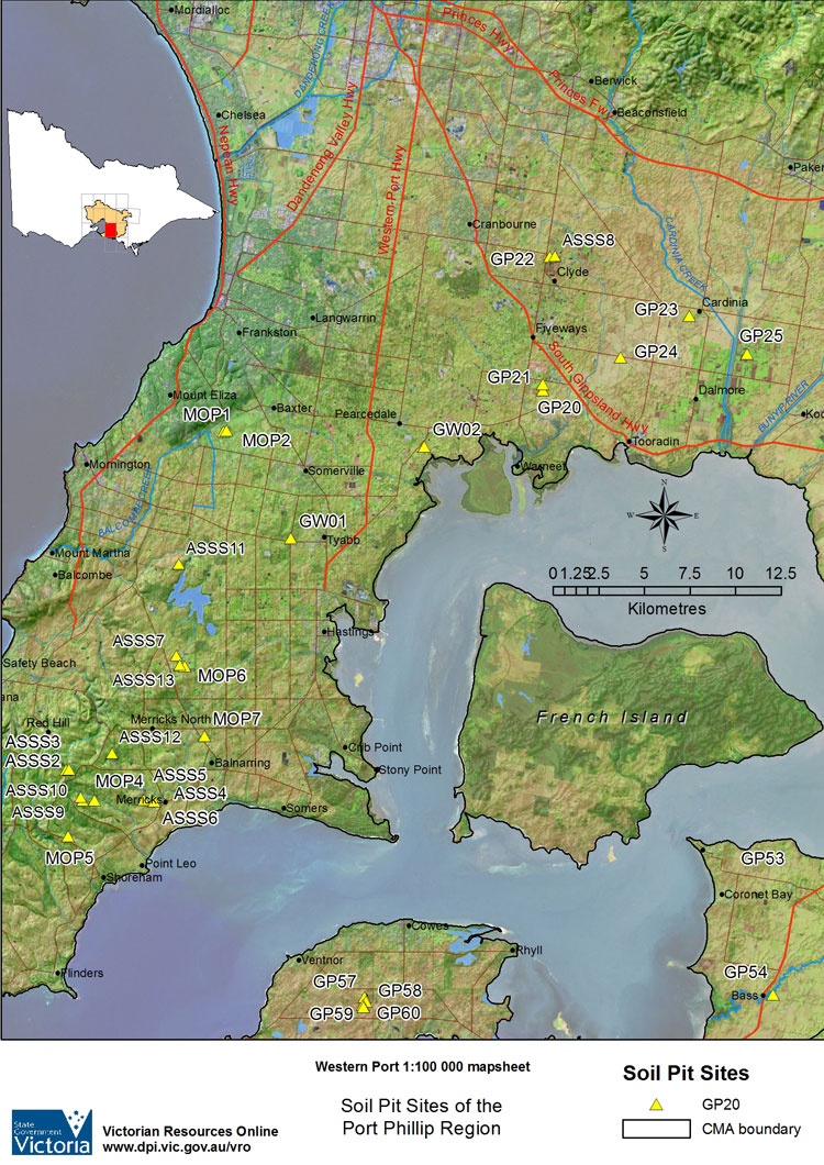 Image: Westernport mapsheet with soil pits