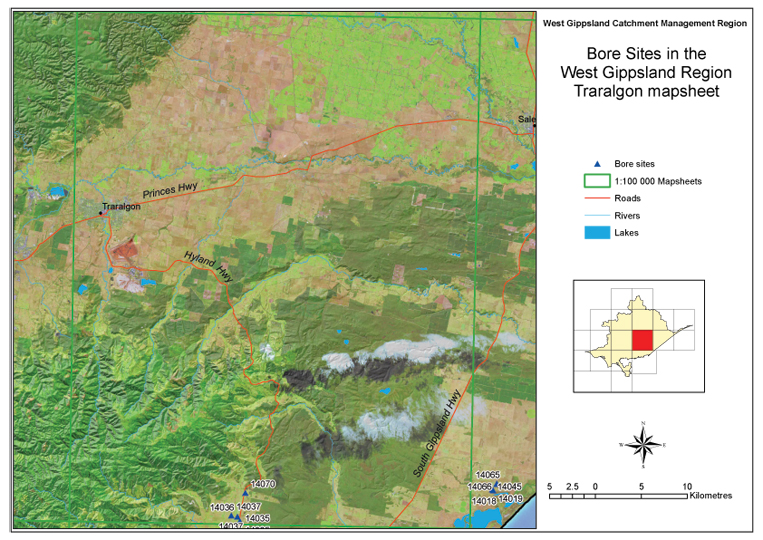 West Gippsland - Traralgon bore map