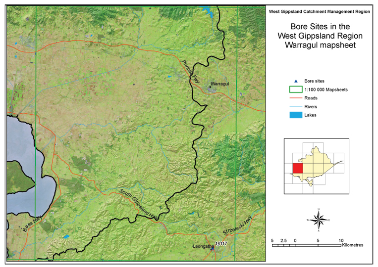 West Gippsland - Warragul bore map