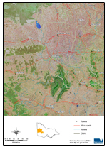 Oblique aerial overview of Wimmera catchment management region showing major landform features and land use