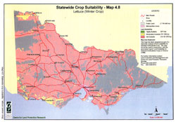 map showing suitablity for lettus growing