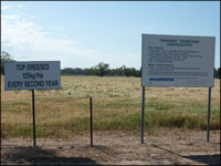 The PTD sign at Rutherglen reads 'Permanent top dressing experiment'