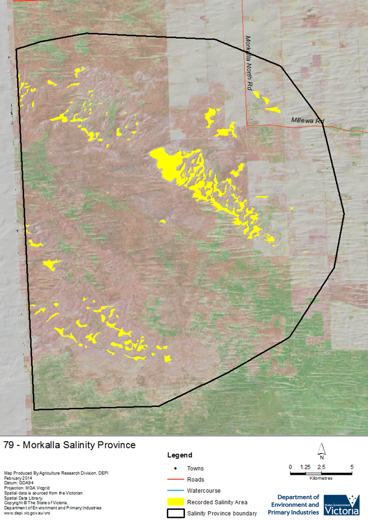 A detailed map showing the Morkalla  Salinity Province