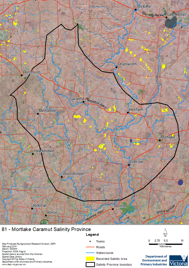 A detailed map showing the Mortlake Caramut Province