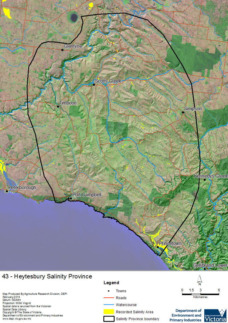 A detailed map showing Heytesbury Salinity Province