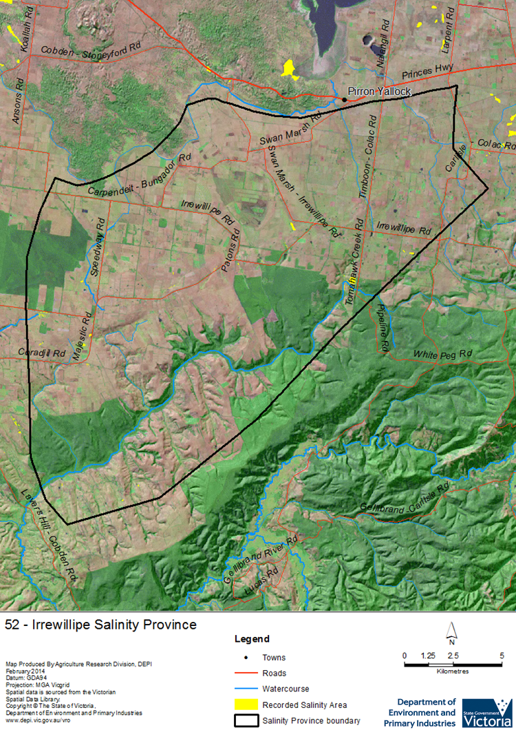 A detailed map showing Irrewillip Salinity Province