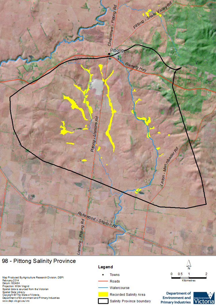 A detailed map showing Pittong Salinity Province