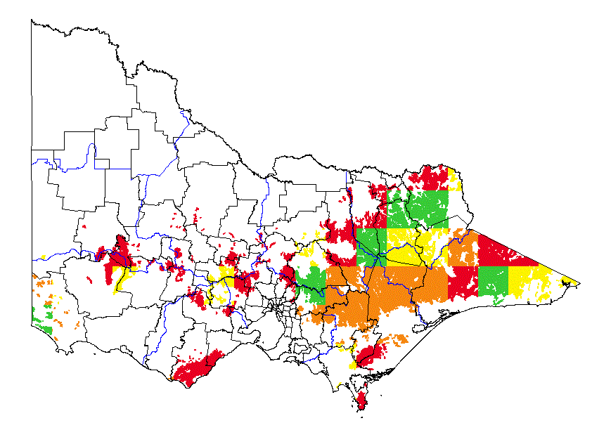 Map showing the potential distribution of the himalayan strawberry tree