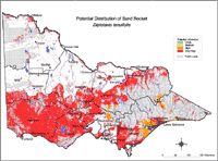 Map:  Potential distribution Sand Rocket