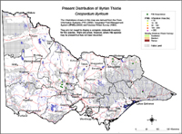 Map:  Present distribution Illyrian Thistle
