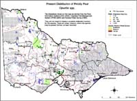 Map:  Present distribution Prickly Pear