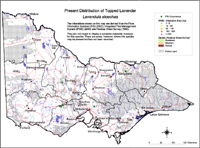 Map:  Present distribution Topped Lavender